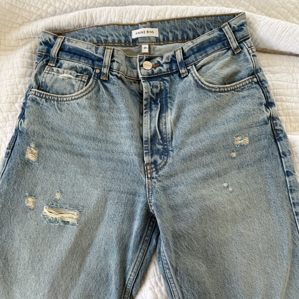 Anine Bing Light Blue Distressed Jeans